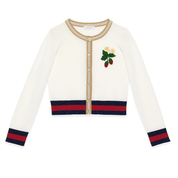 Gucci Other - Gucci girls cardigan sz 6 / 120 knit strawberry